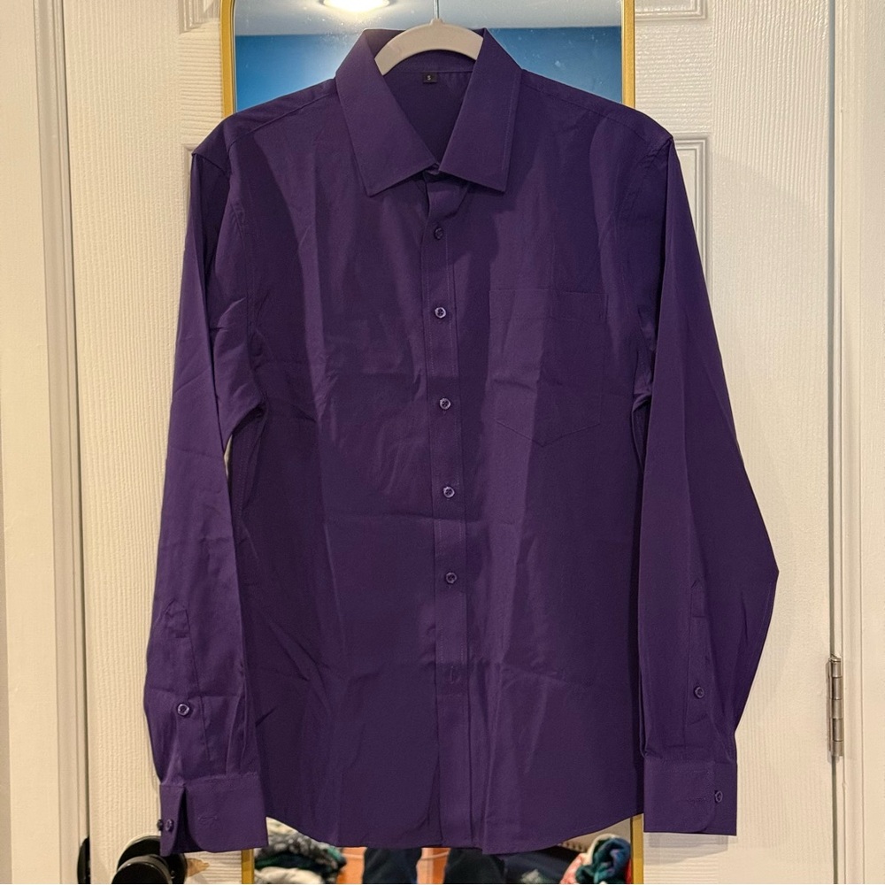 Elegant Purple Men's Dress Shirt